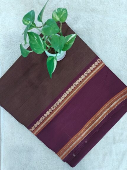 Chettinad Cotton Saree with traditional gold-toned zari work