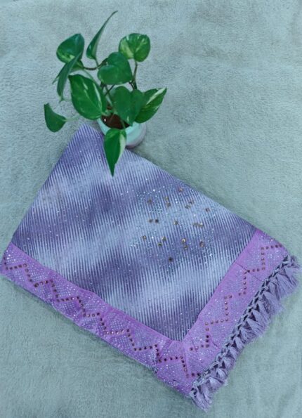 Purple Georgette Saree with Lace Border and Embellishments.