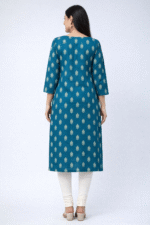 Teal Blue cotton Kurti - Image 5