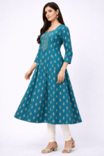 Teal Blue cotton Kurti - Image 6