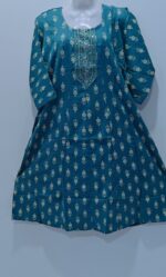 Teal Blue cotton Kurti - Image 4