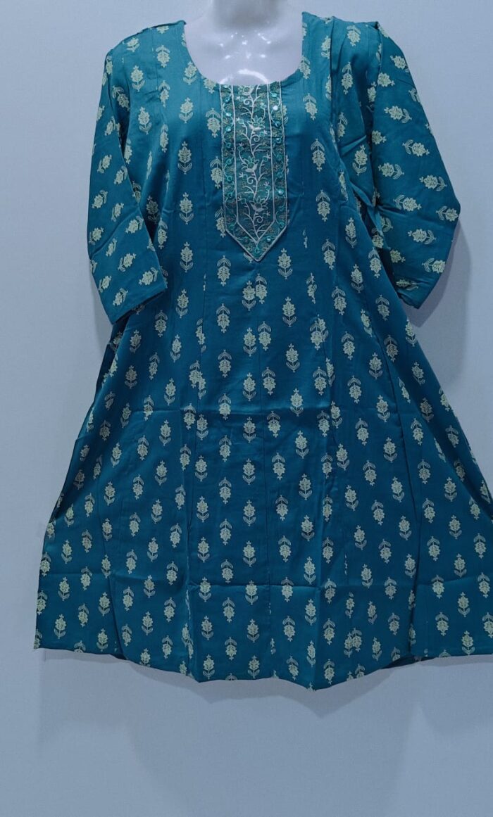 Teal Blue cotton Kurti - Image 4