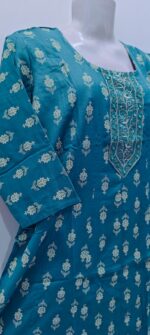 Teal Blue cotton Kurti - Image 3