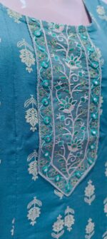 Teal Blue cotton Kurti - Image 2