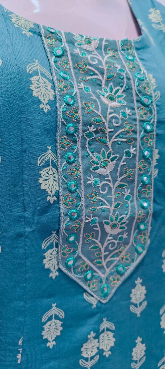 Teal Blue cotton Kurti - Image 2