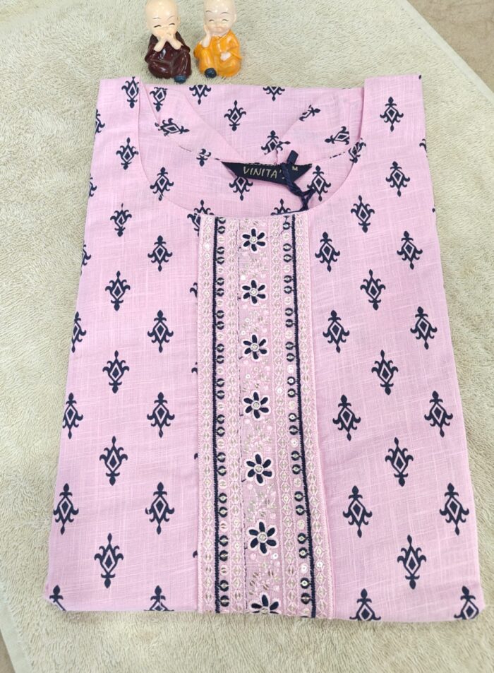 Baby rose printed straight kurti - Image 4