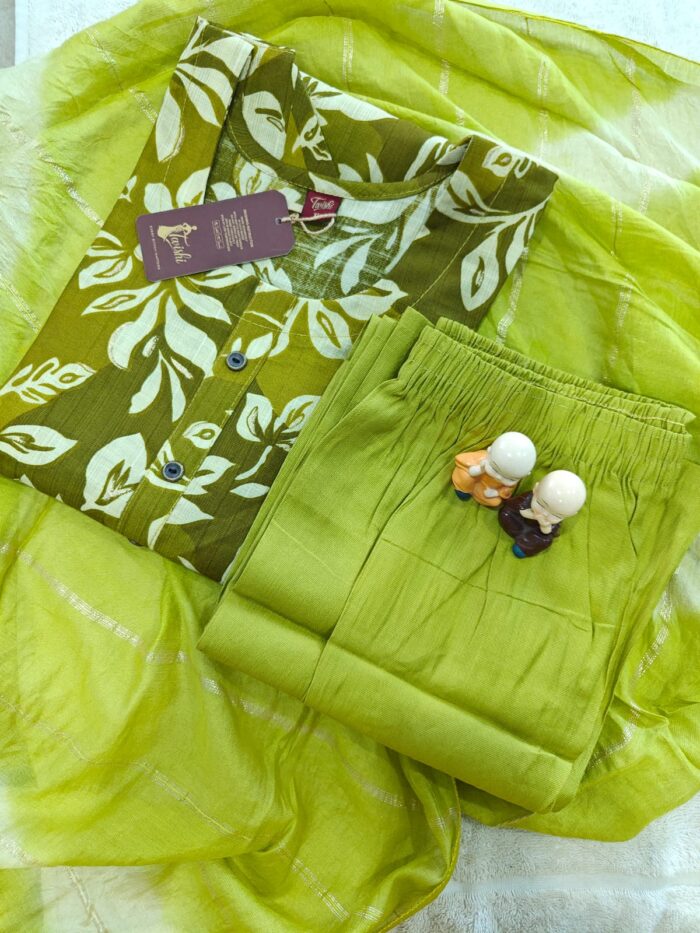 Festive Wear Olive Green Kurta set - Image 2