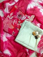 Red Floral Print Cotton kurta set - Image 3