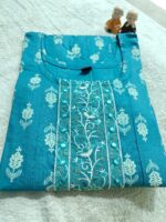 Teal Blue cotton Kurti - Image 5