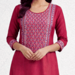 Light Wine Red Embroidery Top - Image 5