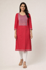 Light Wine Red Embroidery Top - Image 2