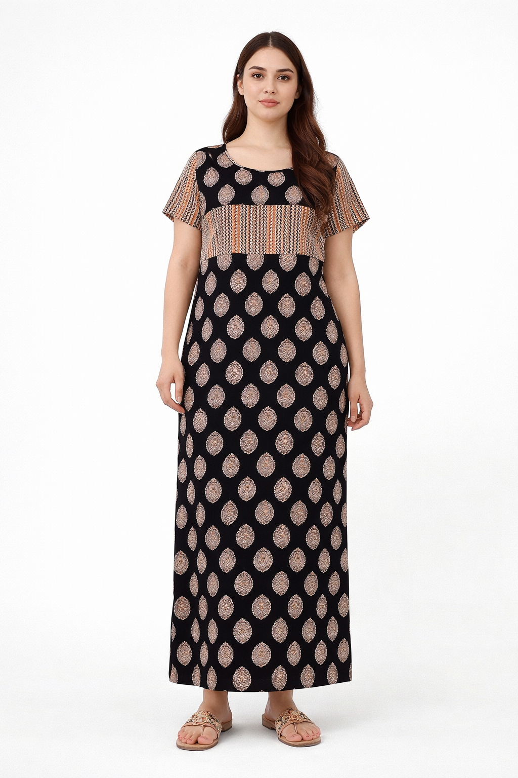 Model in printed nightgown design Cotton Nighty for Women - Image 1