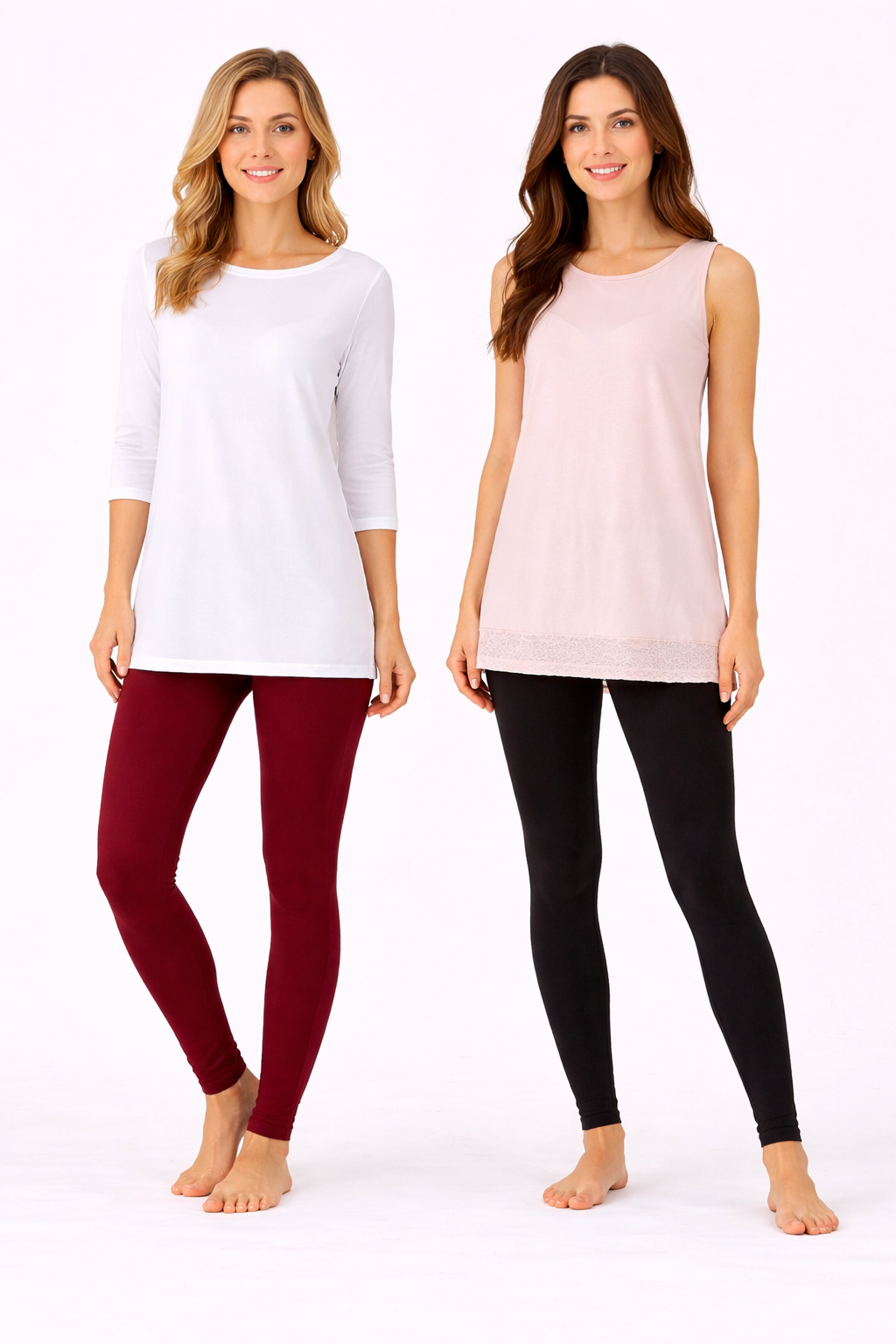 Stylish models in tunic outfits Ankle Length Leggings - Image 1