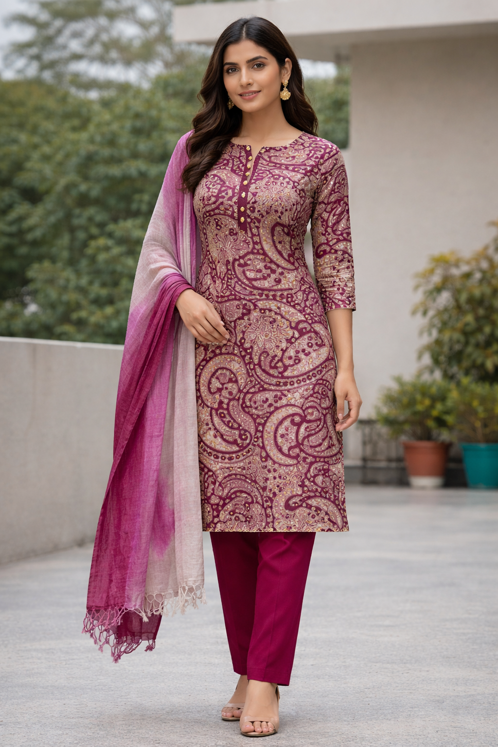 ChatGPT Image Apr 16, 2026, 06_31_01 PM Burgundy Color Kurta Set - Image 1