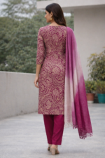 Burgundy Color Kurta Set - Image 4